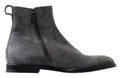 Dolce & Gabbana Gray Leather Men Ankle Boots Shoes by Dolce & Gabbana