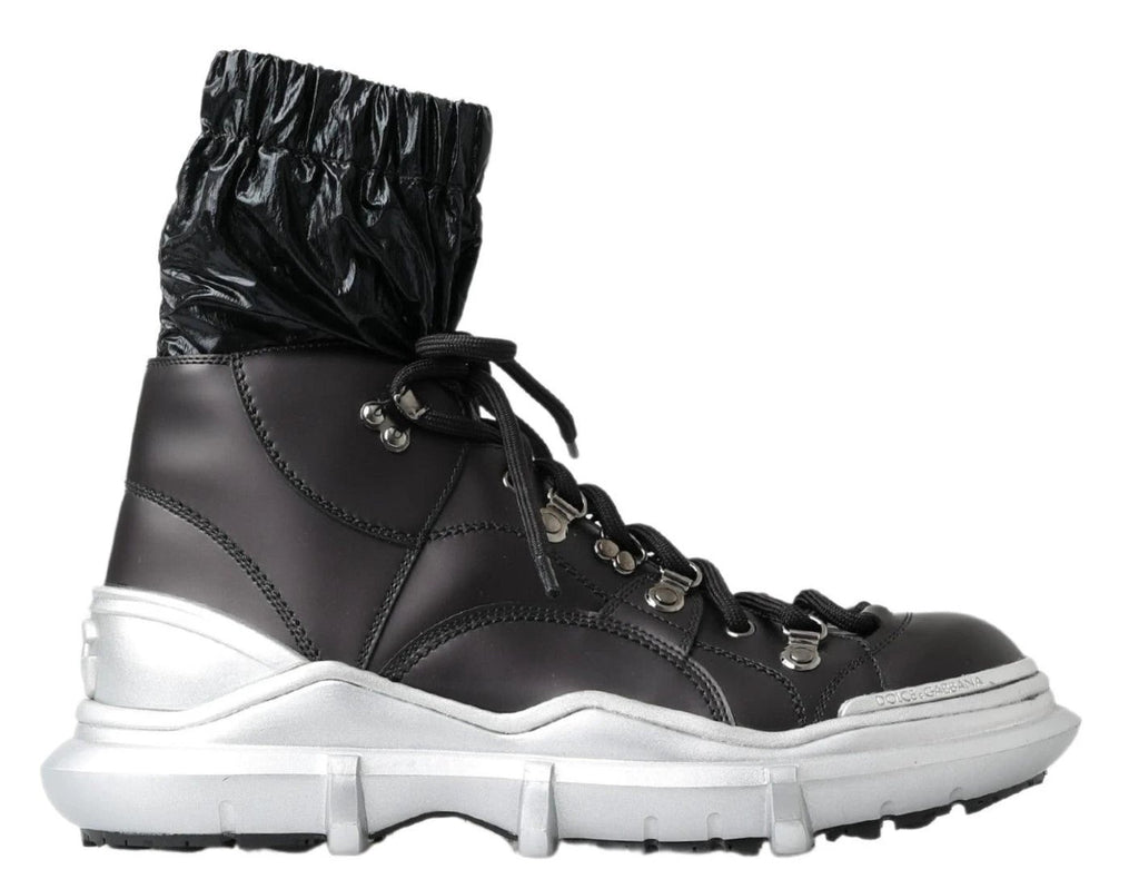 Dolce & Gabbana Black Nylon Galileo High Top Sneakers Shoes by Dolce & Gabbana