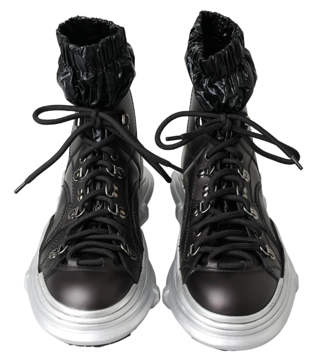 Dolce & Gabbana Black Nylon Galileo High Top Sneakers Shoes by Dolce & Gabbana