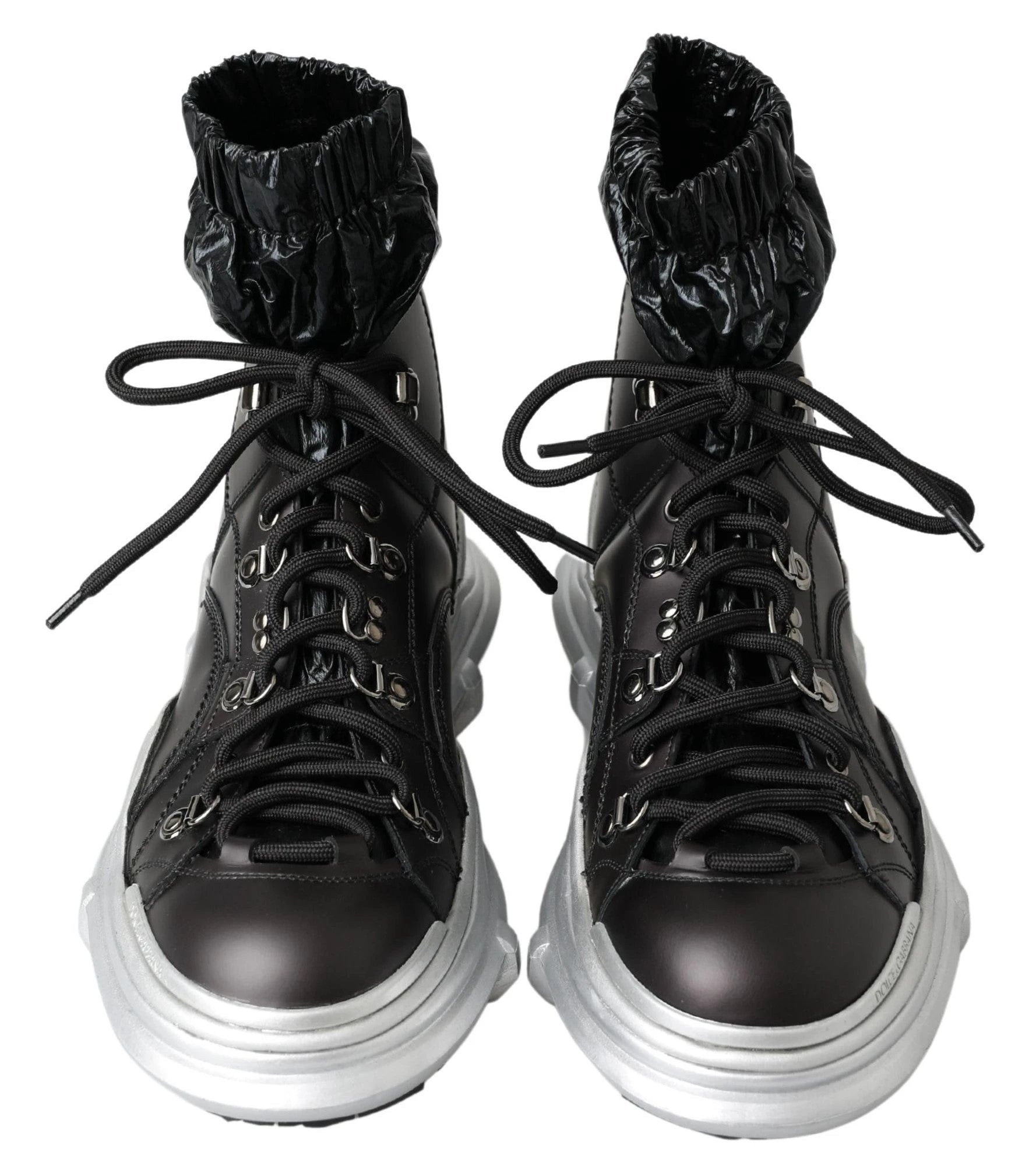 Dolce & Gabbana Black Nylon Galileo High Top Sneakers Shoes by Dolce & Gabbana
