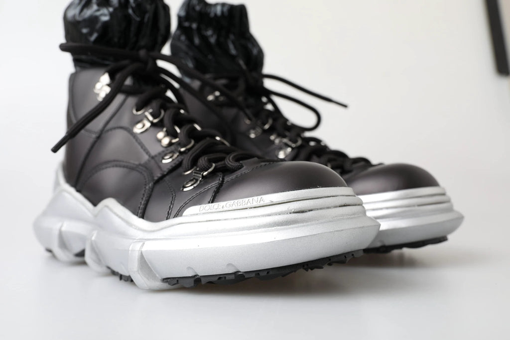 Dolce & Gabbana Black Nylon Galileo High Top Sneakers Shoes by Dolce & Gabbana