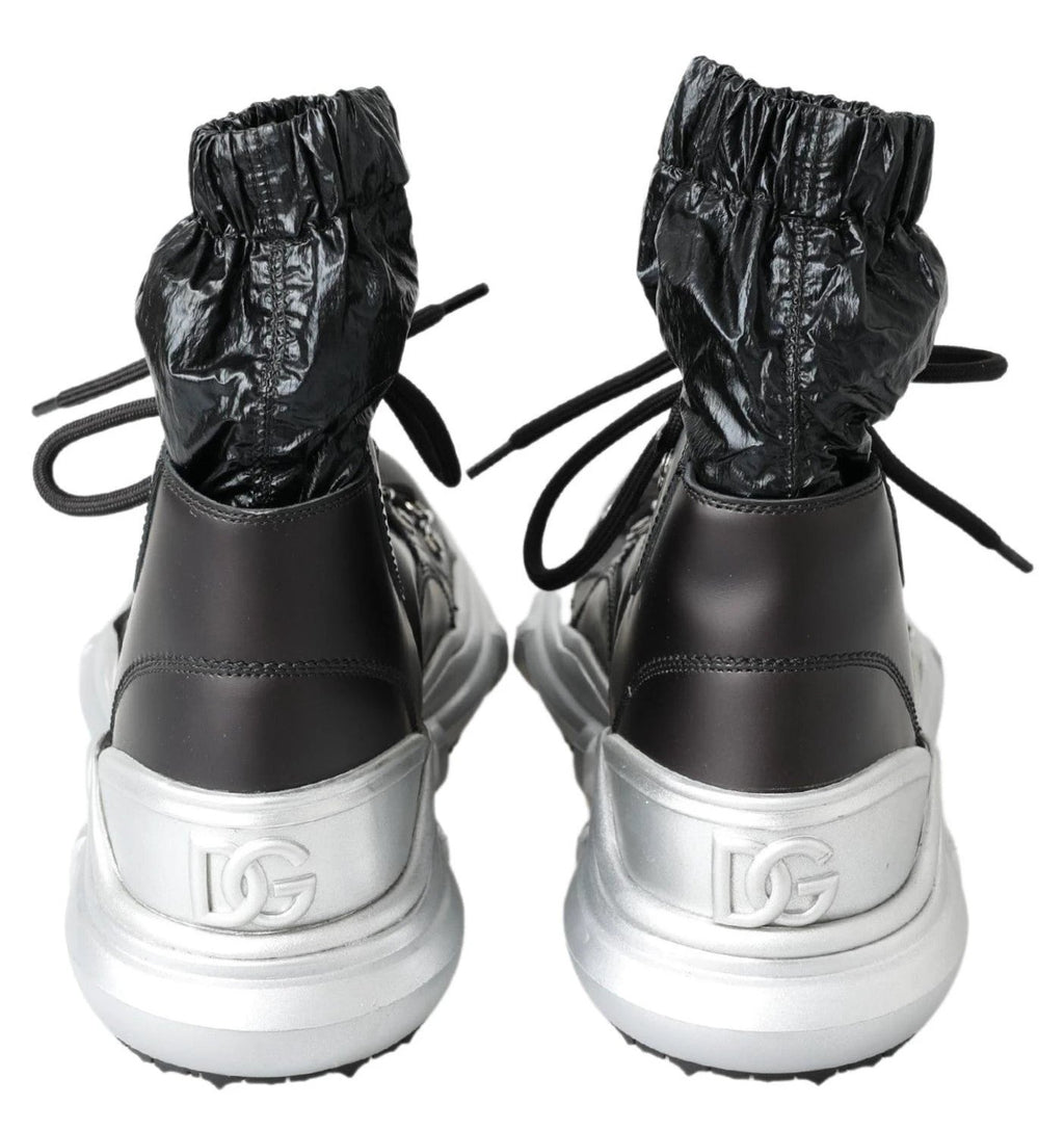 Dolce & Gabbana Black Nylon Galileo High Top Sneakers Shoes by Dolce & Gabbana