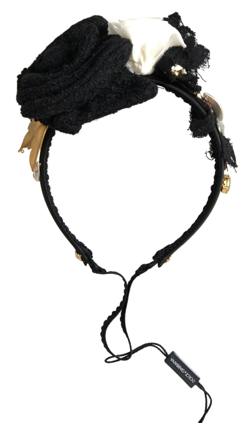 Dolce & Gabbana Diadem Headband Tiara White Rose Crystal Hair Gold by Dolce & Gabbana
