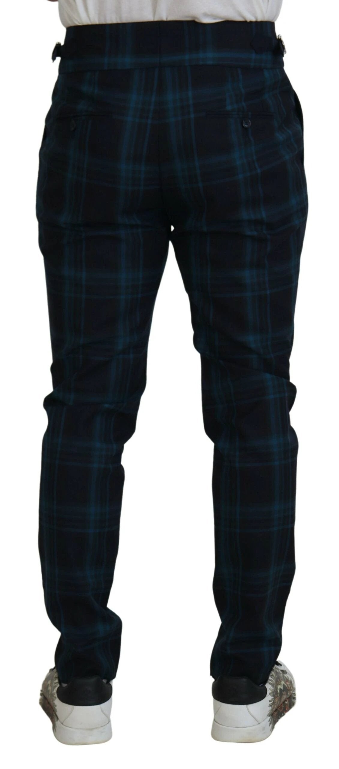 Dolce & Gabbana Blue Purple Plaid Wool Trousers Pants by Dolce & Gabbana