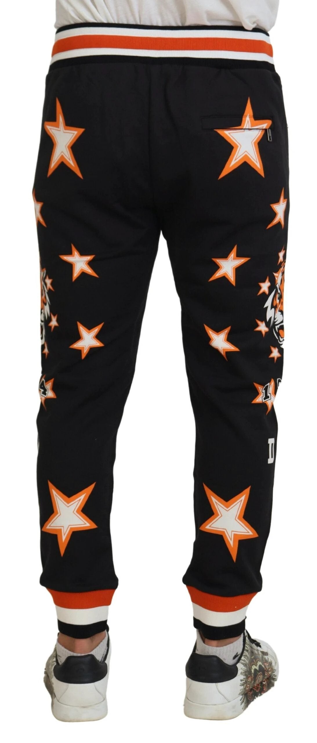 Dolce & Gabbana Black Orange Star Trousers Sport Pants by Dolce & Gabbana