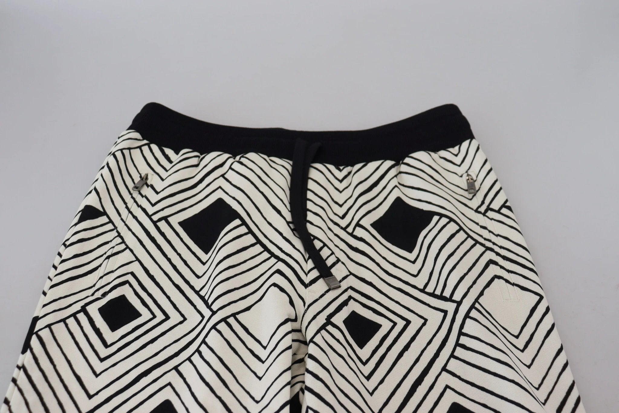 Dolce & Gabbana Black White Cotton Trousers Sport Pants by Dolce & Gabbana