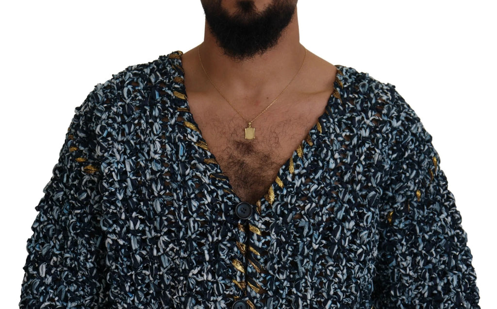 Dolce & Gabbana Blue Button Cardigan Fatto A Mano Sweater by Dolce & Gabbana