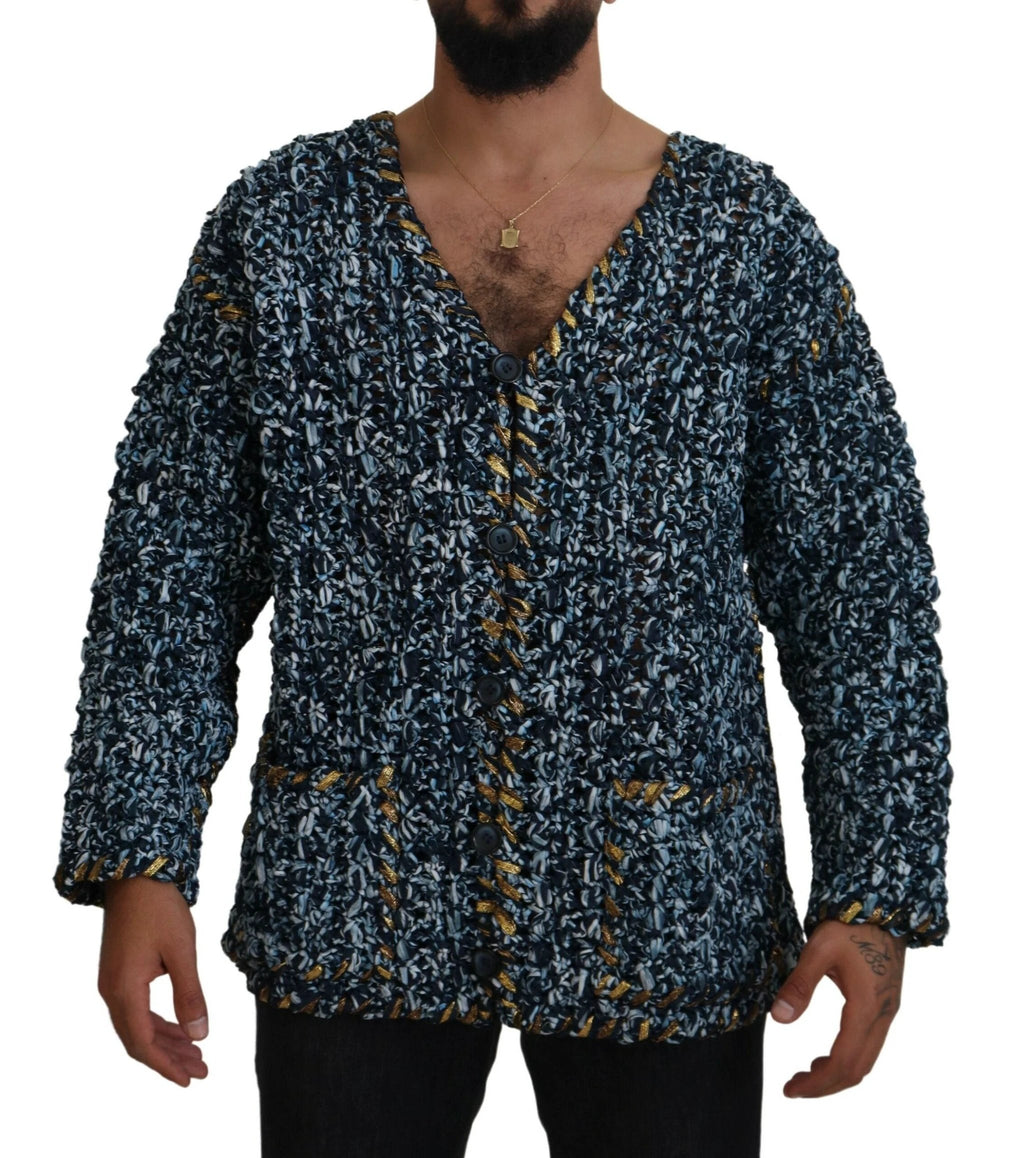 Dolce & Gabbana Blue Button Cardigan Fatto A Mano Sweater by Dolce & Gabbana