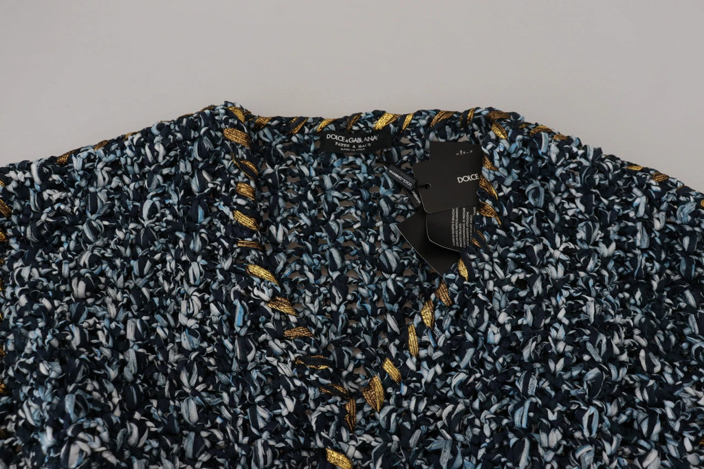 Dolce & Gabbana Blue Button Cardigan Fatto A Mano Sweater by Dolce & Gabbana