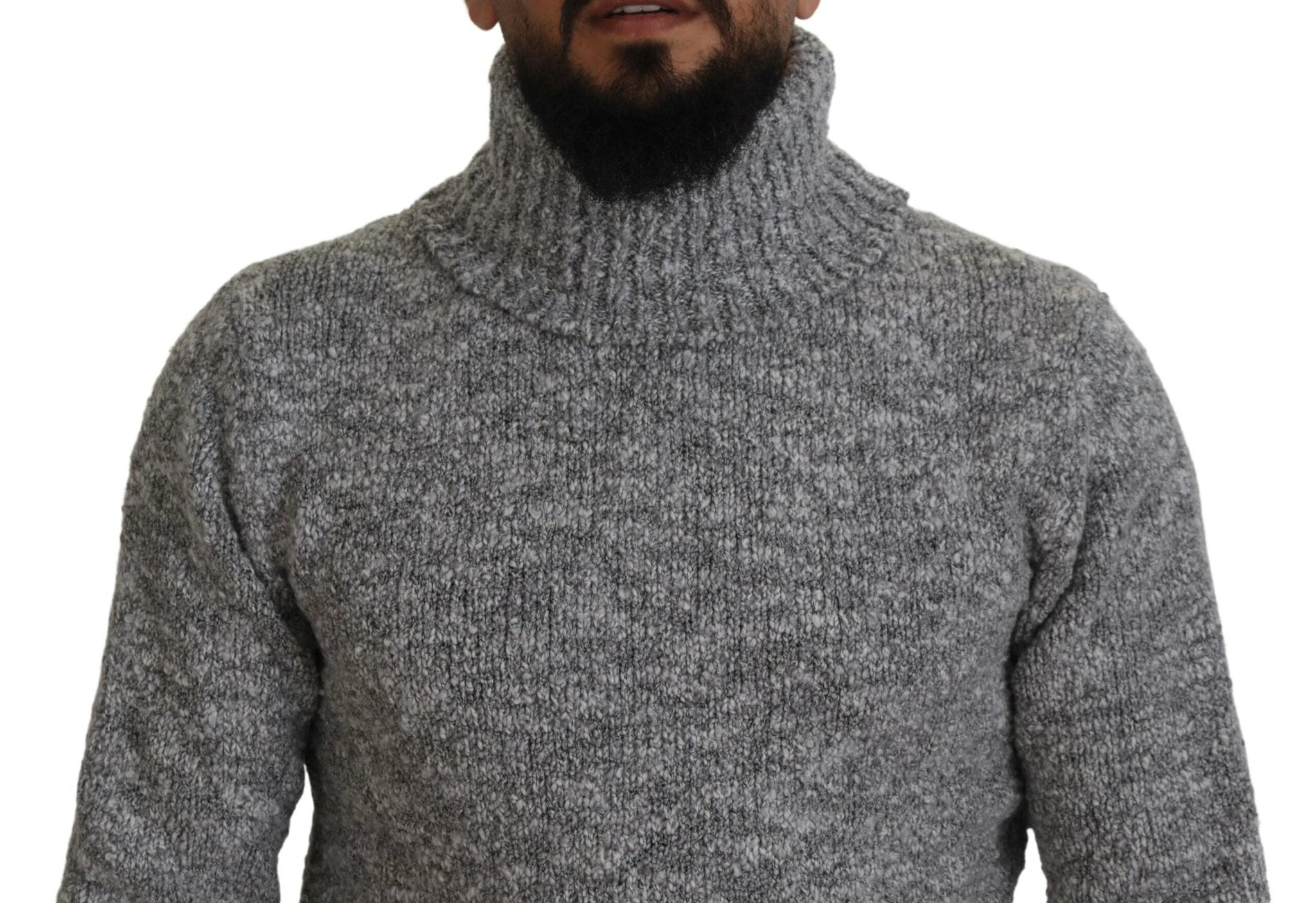 Dolce & Gabbana Gray Wool Knit Turtleneck Pullover Sweater by Dolce & Gabbana