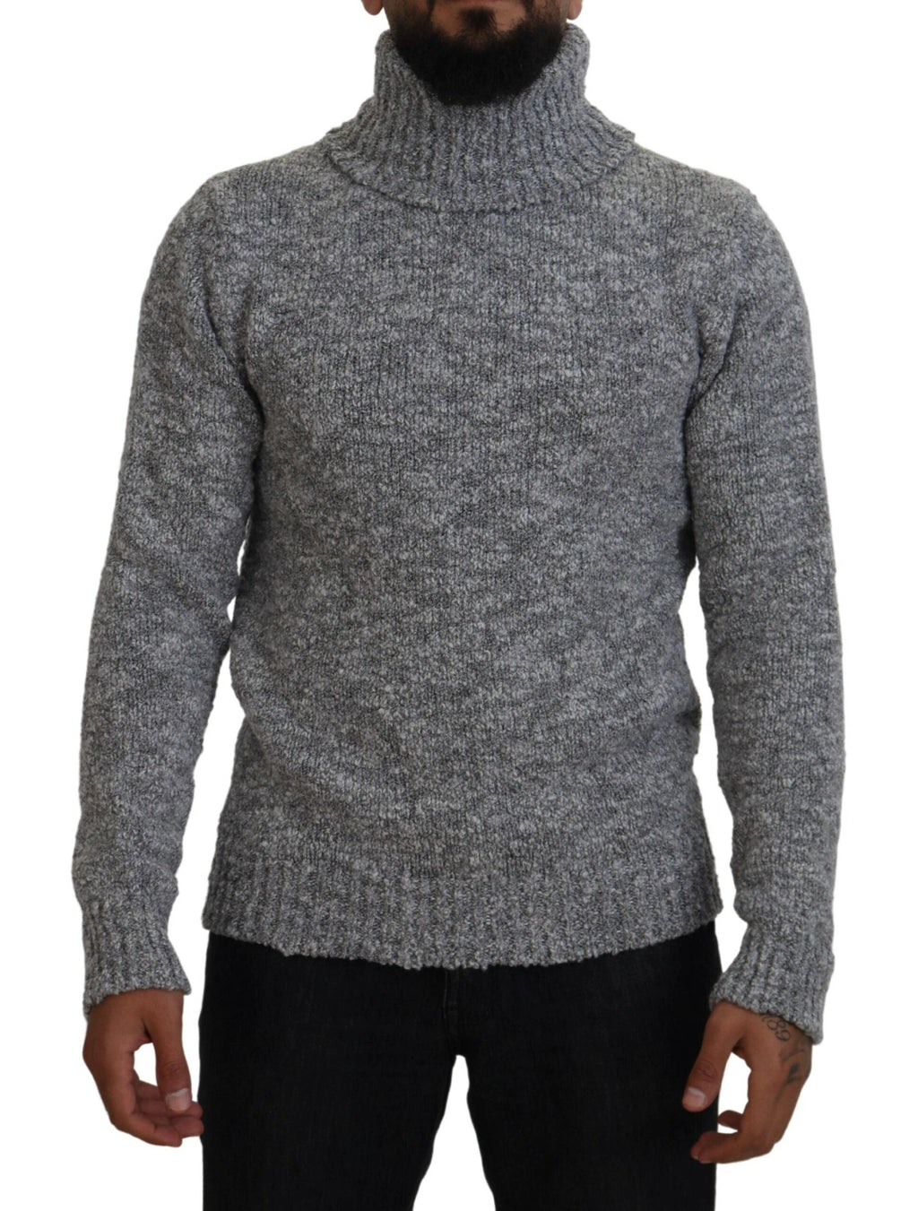 Dolce & Gabbana Gray Wool Knit Turtleneck Pullover Sweater by Dolce & Gabbana