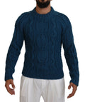 Dolce & Gabbana Blue Knitted Wool Alpaca Pullover Sweater by Dolce & Gabbana