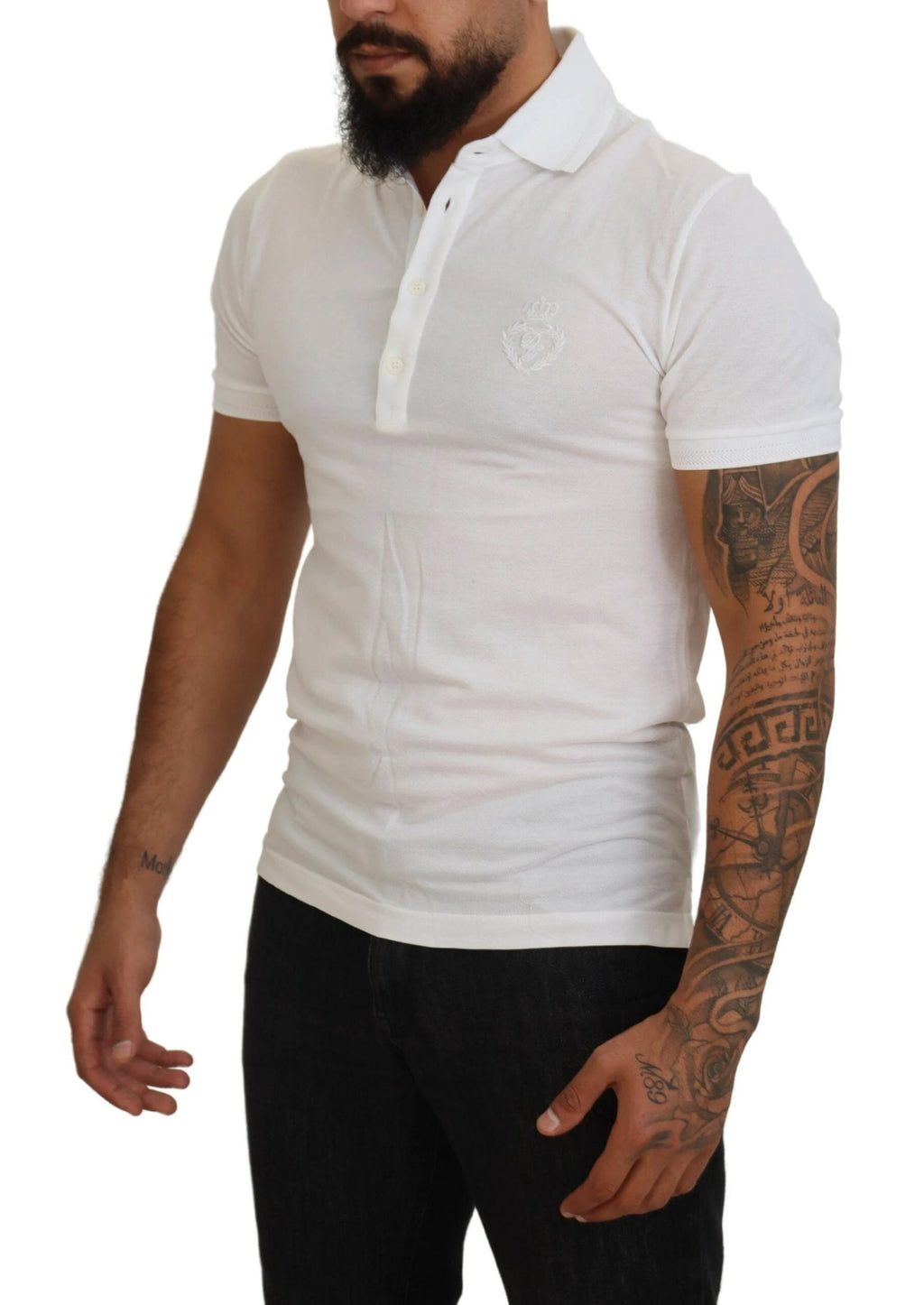 Dolce & Gabbana White Cotton Logo Short Sleeve Polo T-shirt by Dolce & Gabbana