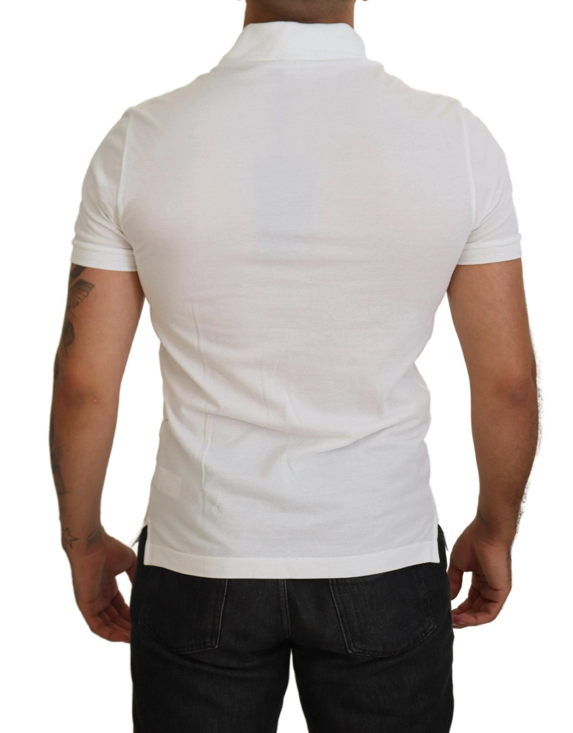 Dolce & Gabbana White Cotton Logo Short Sleeve Polo T-shirt by Dolce & Gabbana