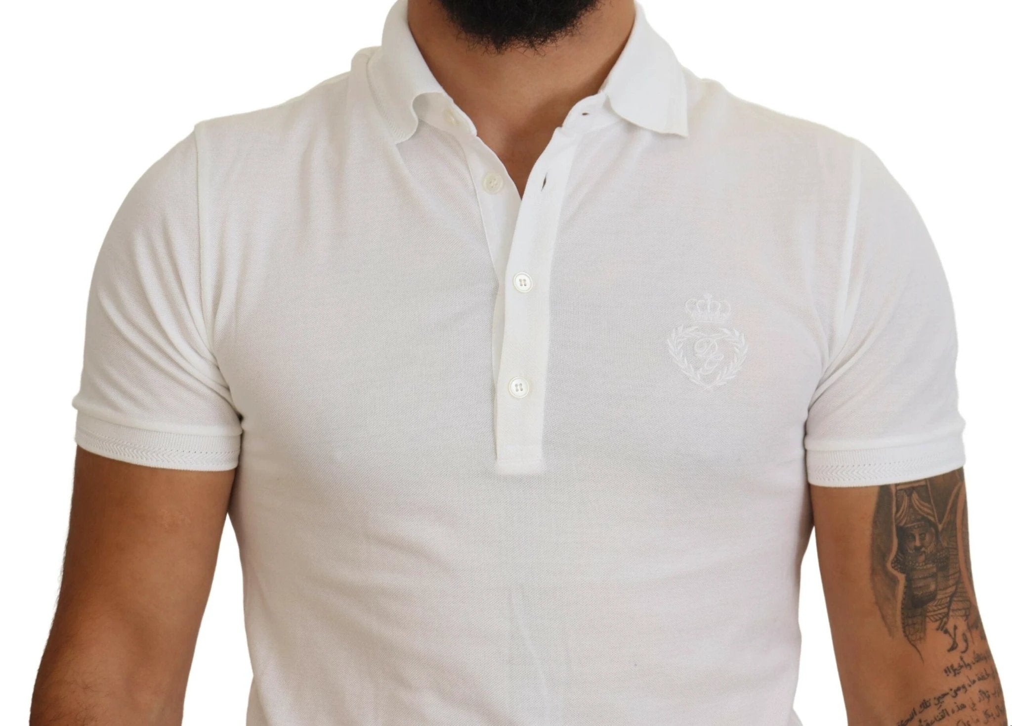 Dolce & Gabbana White Cotton Logo Short Sleeve Polo T-shirt by Dolce & Gabbana