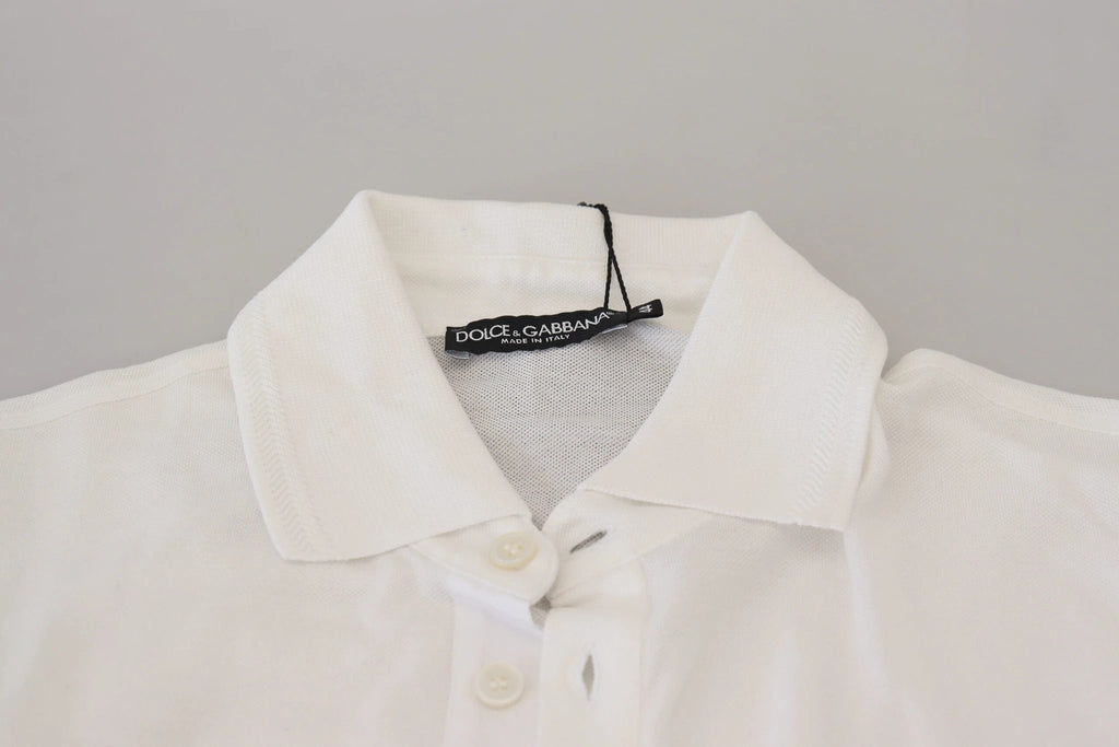 Dolce & Gabbana White Cotton Logo Short Sleeve Polo T-shirt by Dolce & Gabbana