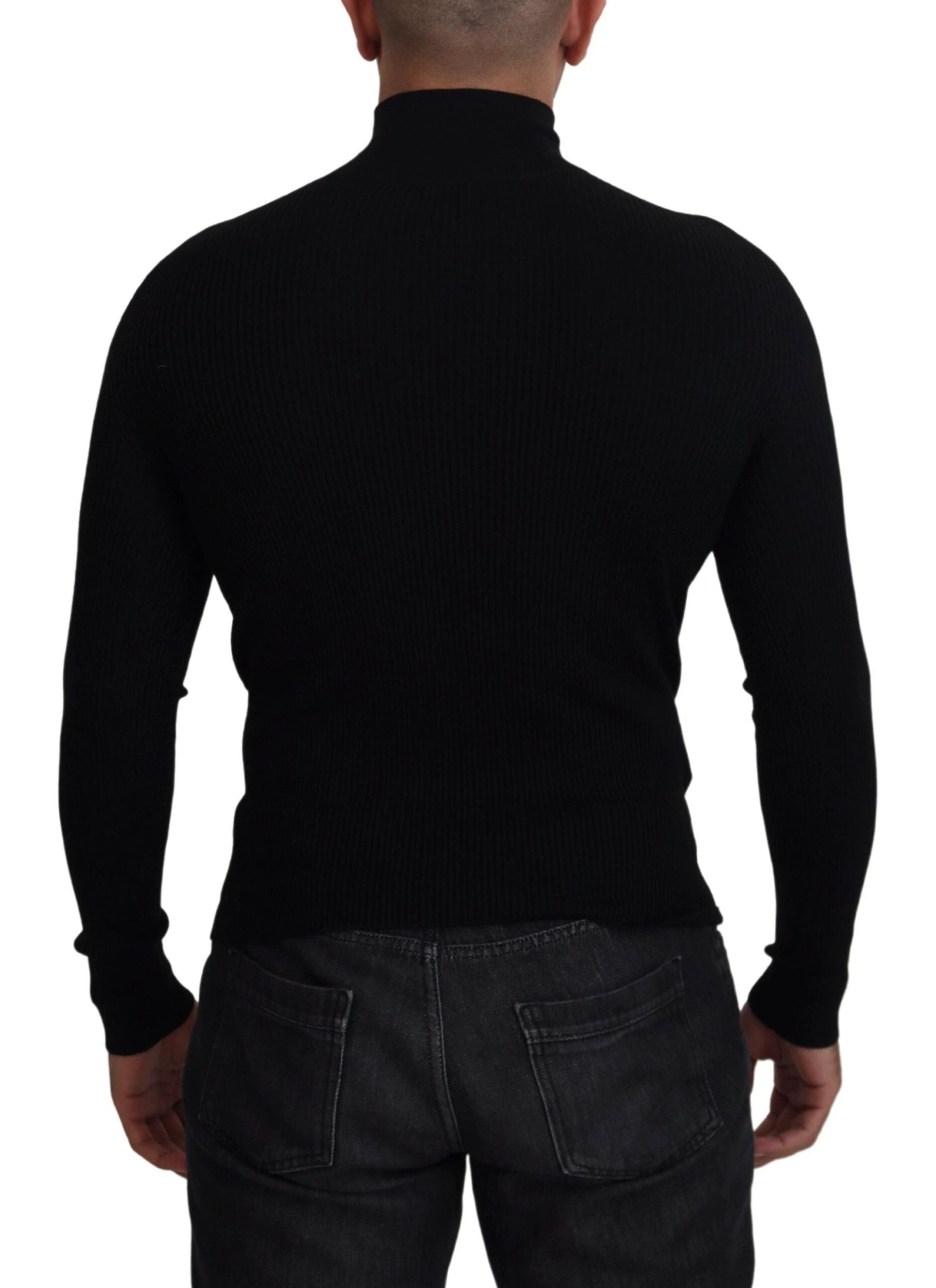 Dolce & Gabbana Black Half Zip Turtleneck Pullover Sweater by Dolce & Gabbana