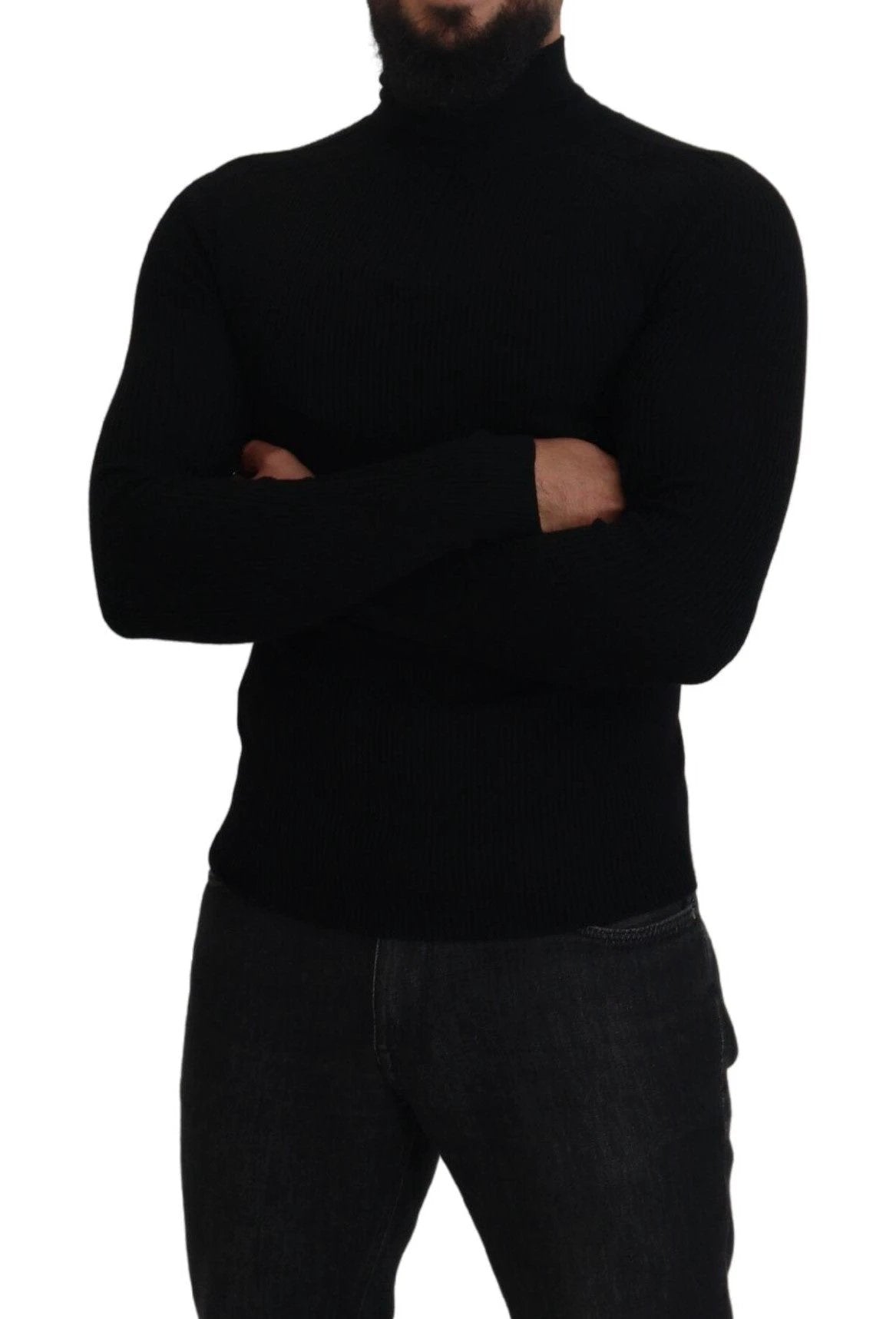 Dolce & Gabbana Black Half Zip Turtleneck Pullover Sweater by Dolce & Gabbana