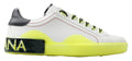 Dolce & Gabbana White Yellow Portofino Leather Sneakers Shoes by Dolce & Gabbana