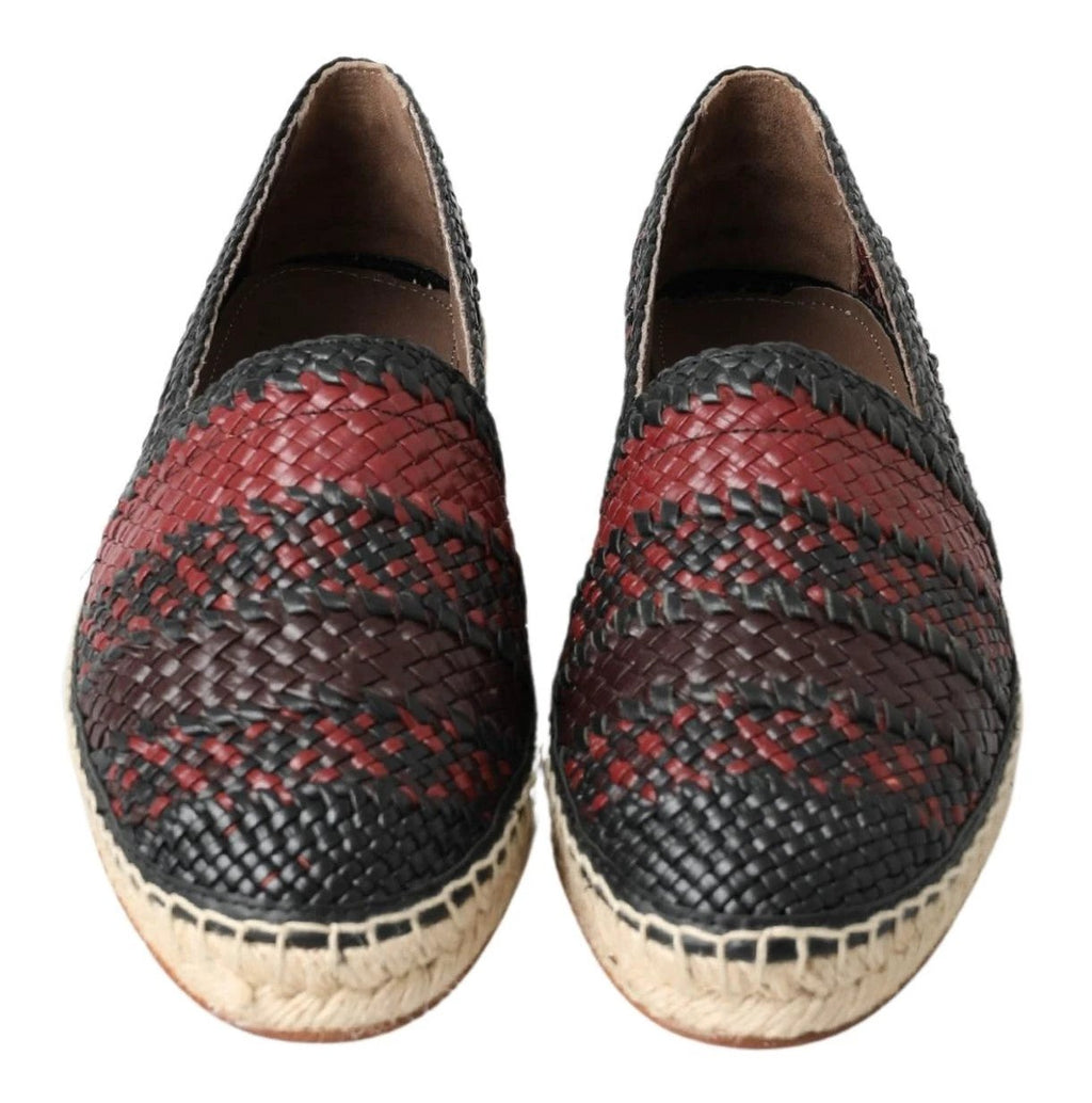 Dolce & Gabbana Black Bordeaux Buffalo Leather Espadrille Shoes by Dolce & Gabbana