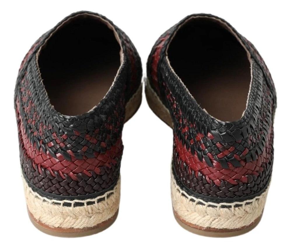 Dolce & Gabbana Black Bordeaux Buffalo Leather Espadrille Shoes by Dolce & Gabbana