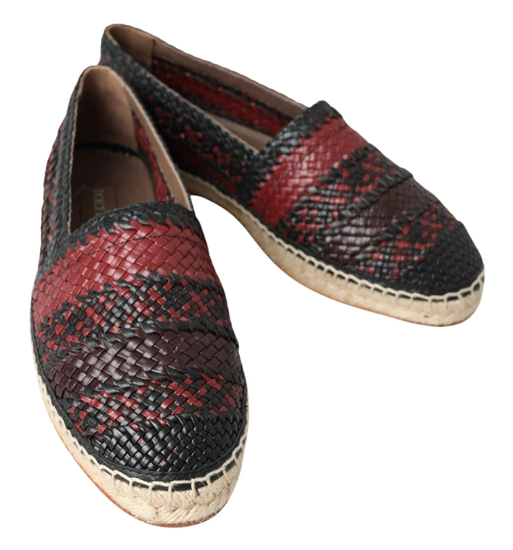 Dolce & Gabbana Black Bordeaux Buffalo Leather Espadrille Shoes by Dolce & Gabbana