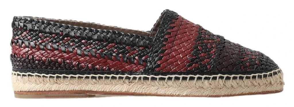 Dolce & Gabbana Black Bordeaux Buffalo Leather Espadrille Shoes by Dolce & Gabbana