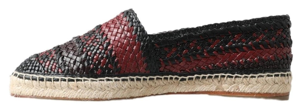 Dolce & Gabbana Black Bordeaux Buffalo Leather Espadrille Shoes by Dolce & Gabbana