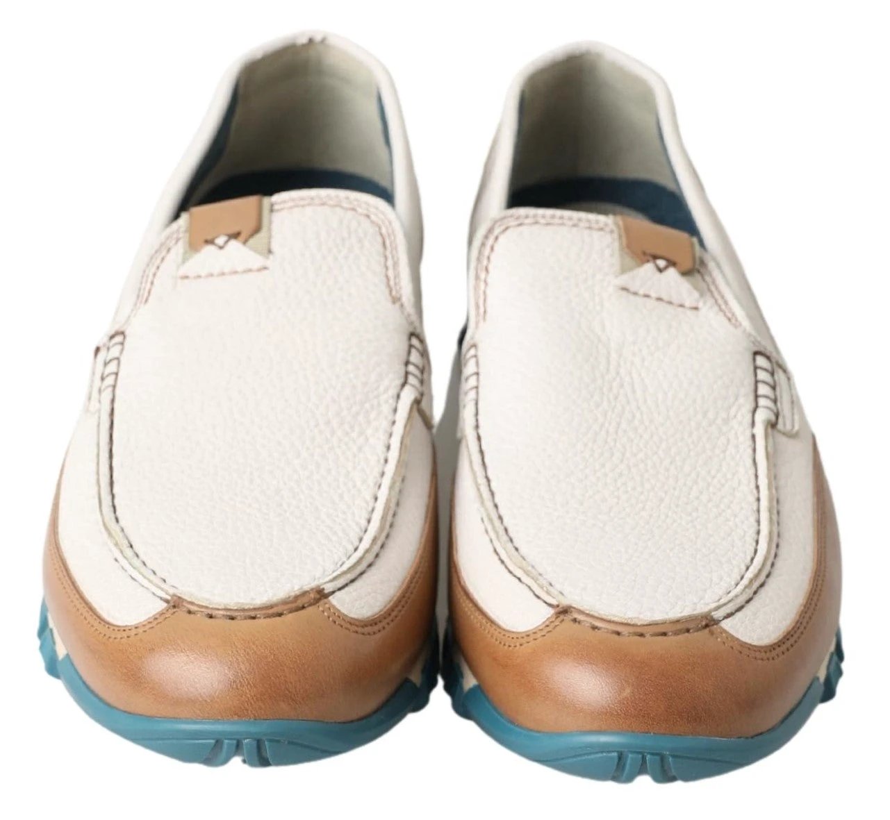 Dolce & Gabbana White Leather Loafers Moccasins Shoes by Dolce & Gabbana