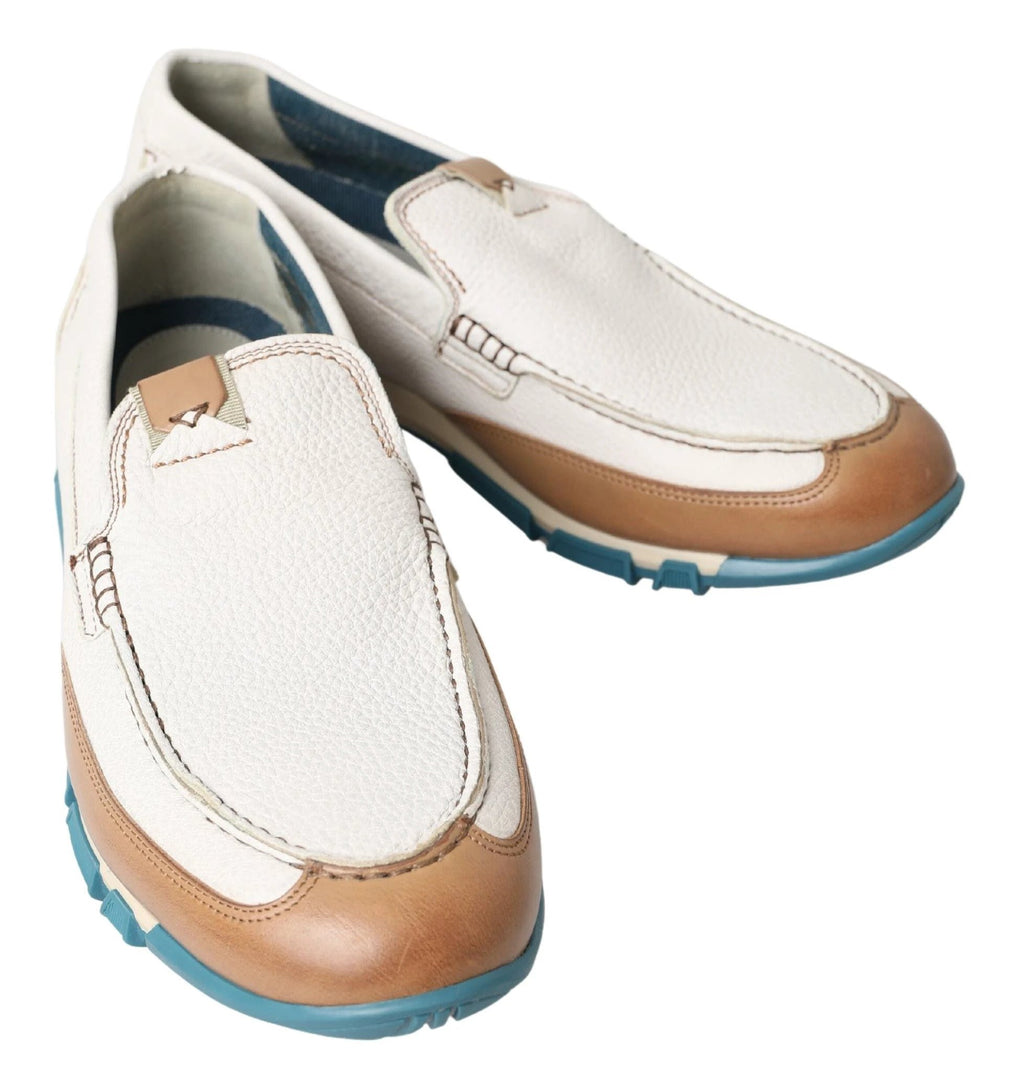 Dolce & Gabbana White Leather Loafers Moccasins Shoes by Dolce & Gabbana