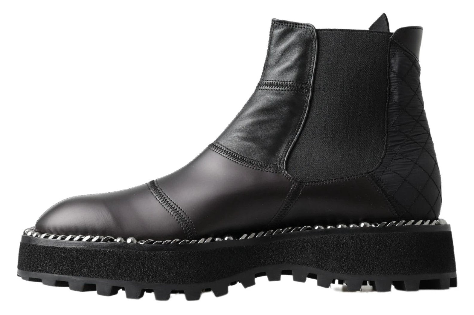 Dolce & Gabbana Black Leather Slip on Stretch Boots by Dolce & Gabbana