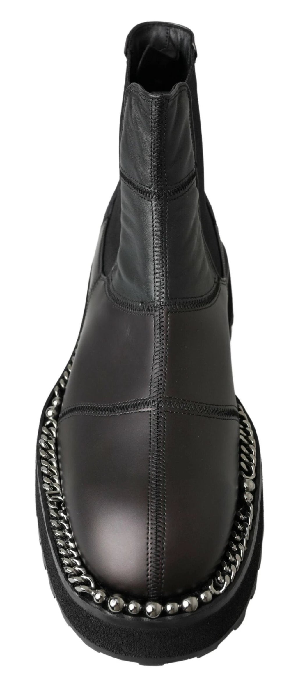 Dolce & Gabbana Black Leather Slip on Stretch Boots by Dolce & Gabbana