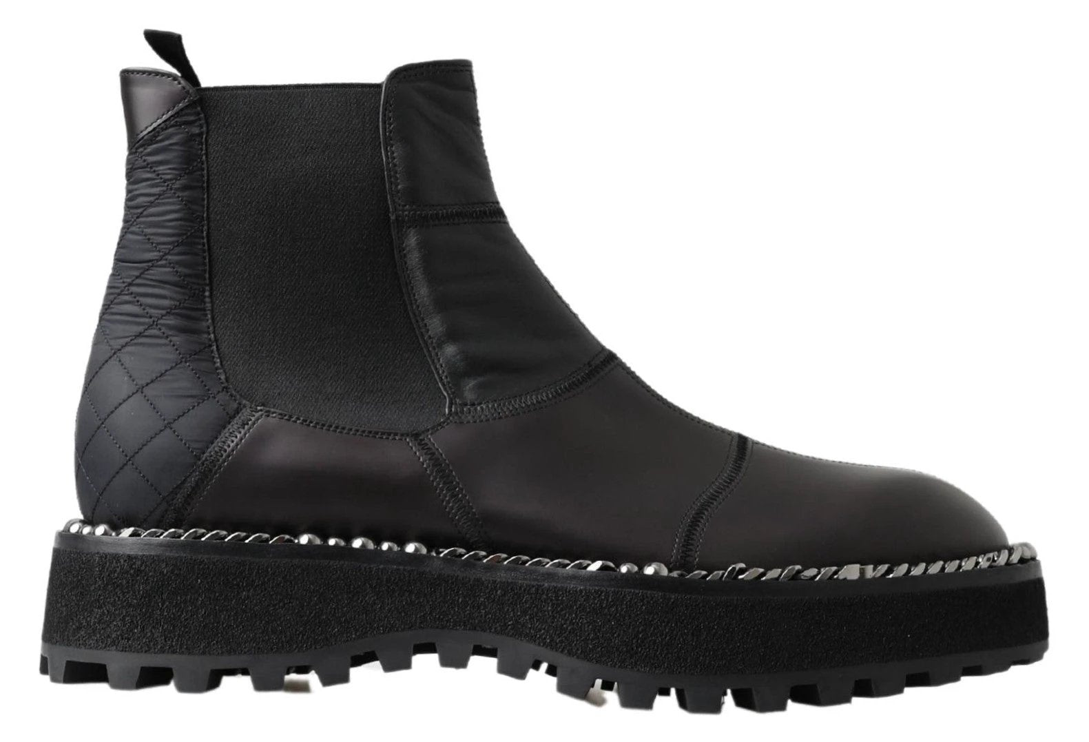 Dolce & Gabbana Black Leather Slip on Stretch Boots by Dolce & Gabbana