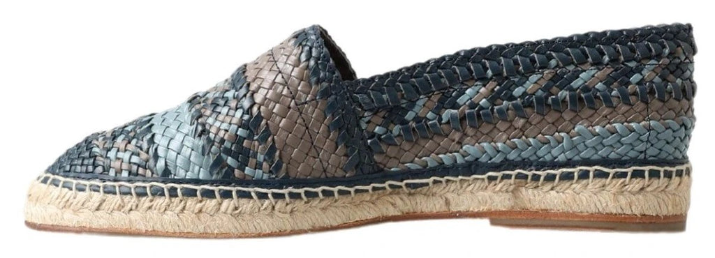 Dolce & Gabbana Blue Gray Leather Buffalo Espadrille Shoes by Dolce & Gabbana