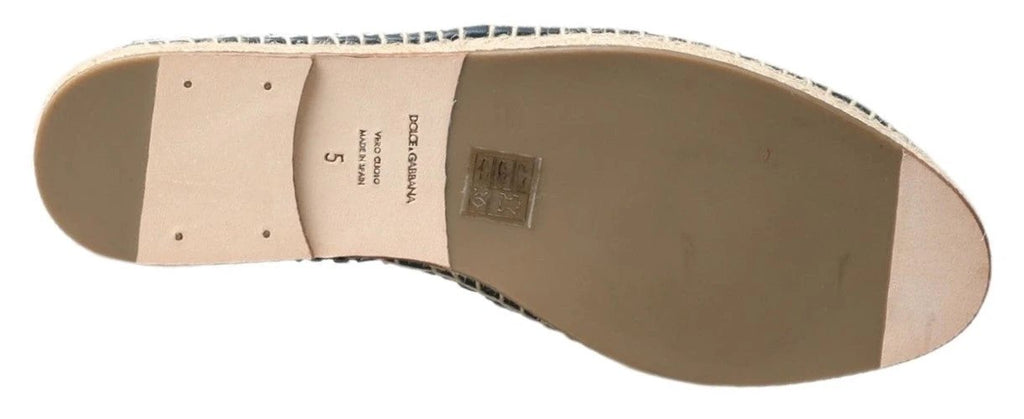 Dolce & Gabbana Blue Gray Leather Buffalo Espadrille Shoes by Dolce & Gabbana