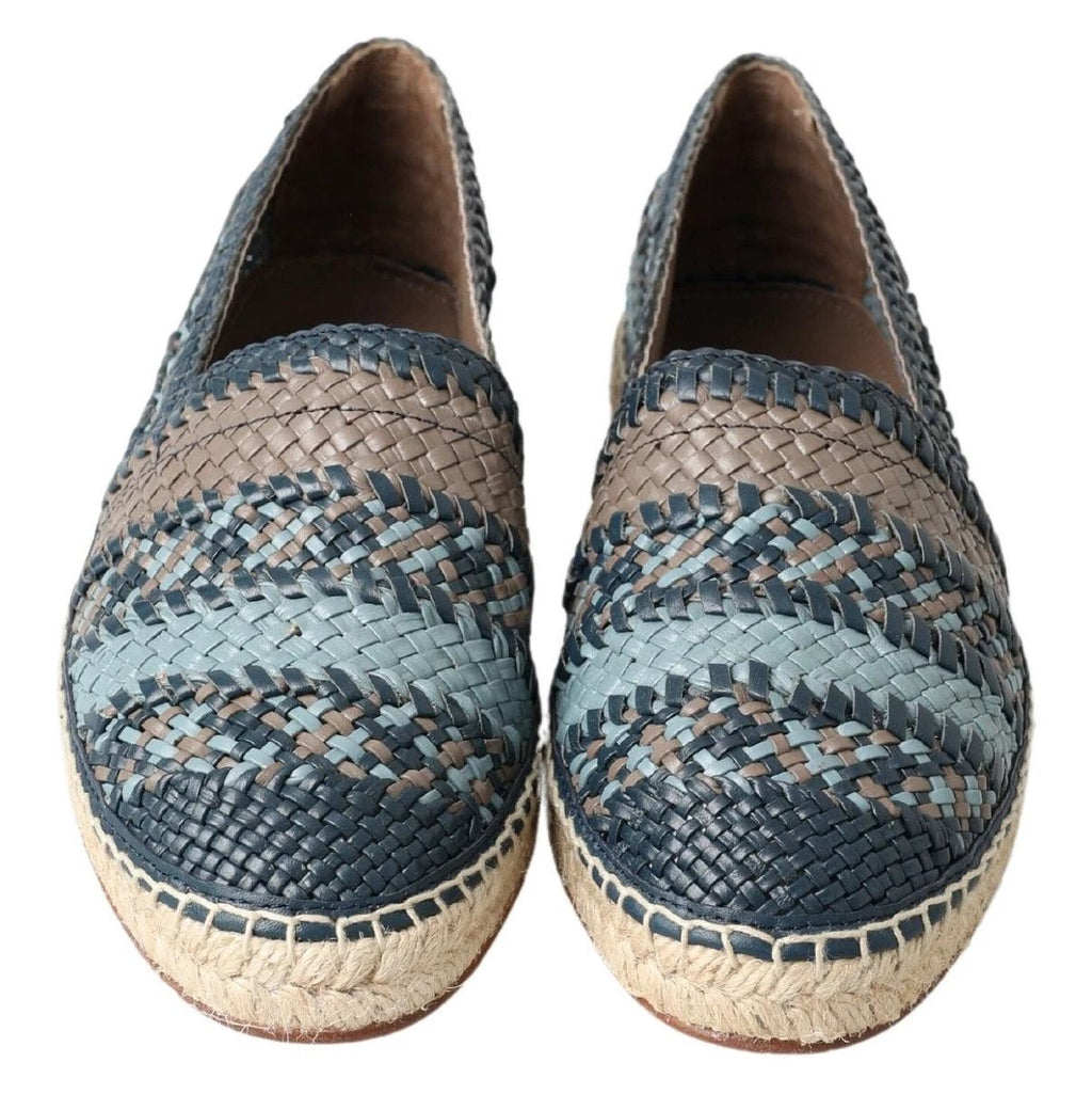 Dolce & Gabbana Blue Gray Leather Buffalo Espadrille Shoes by Dolce & Gabbana