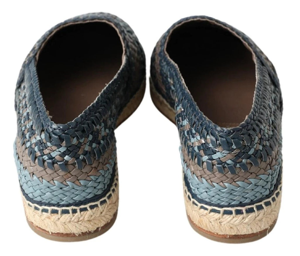 Dolce & Gabbana Blue Gray Leather Buffalo Espadrille Shoes by Dolce & Gabbana