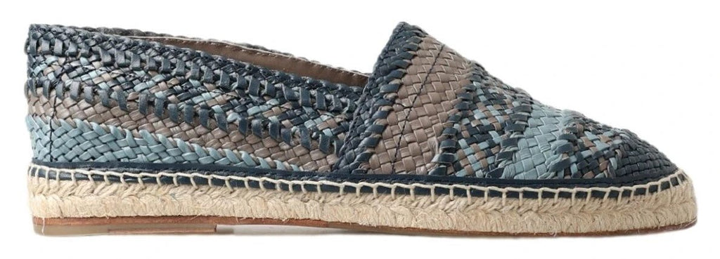 Dolce & Gabbana Blue Gray Leather Buffalo Espadrille Shoes by Dolce & Gabbana