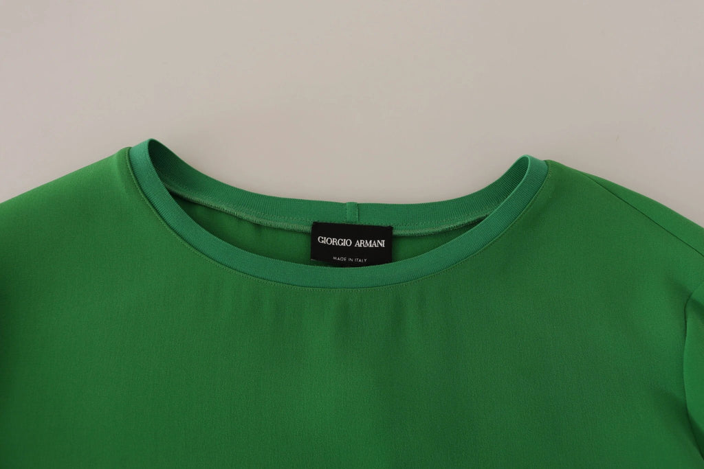 Armani Green Silk Long Sleeves Round Neck Sweater by Armani