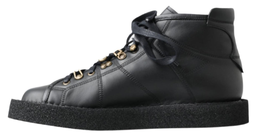 Dolce & Gabbana Black Leather Slip on Stretch Boots by Dolce & Gabbana