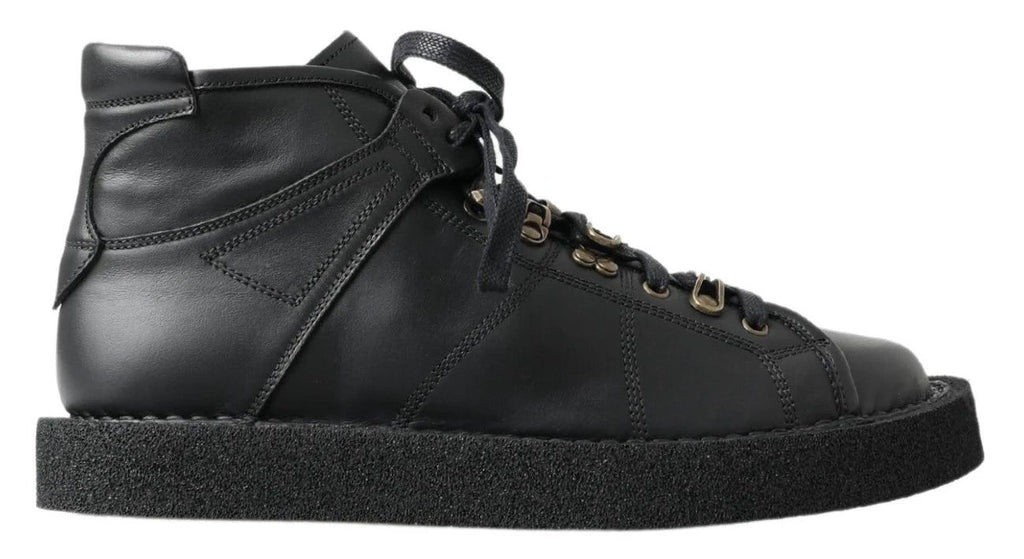 Dolce & Gabbana Black Leather Slip on Stretch Boots by Dolce & Gabbana