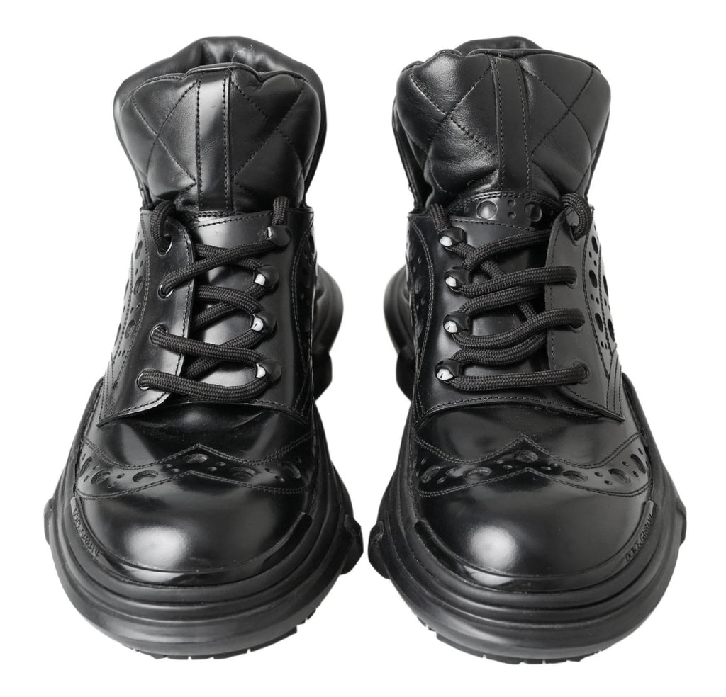 Dolce & Gabbana Black Leather Ankle Casual Boots by Dolce & Gabbana