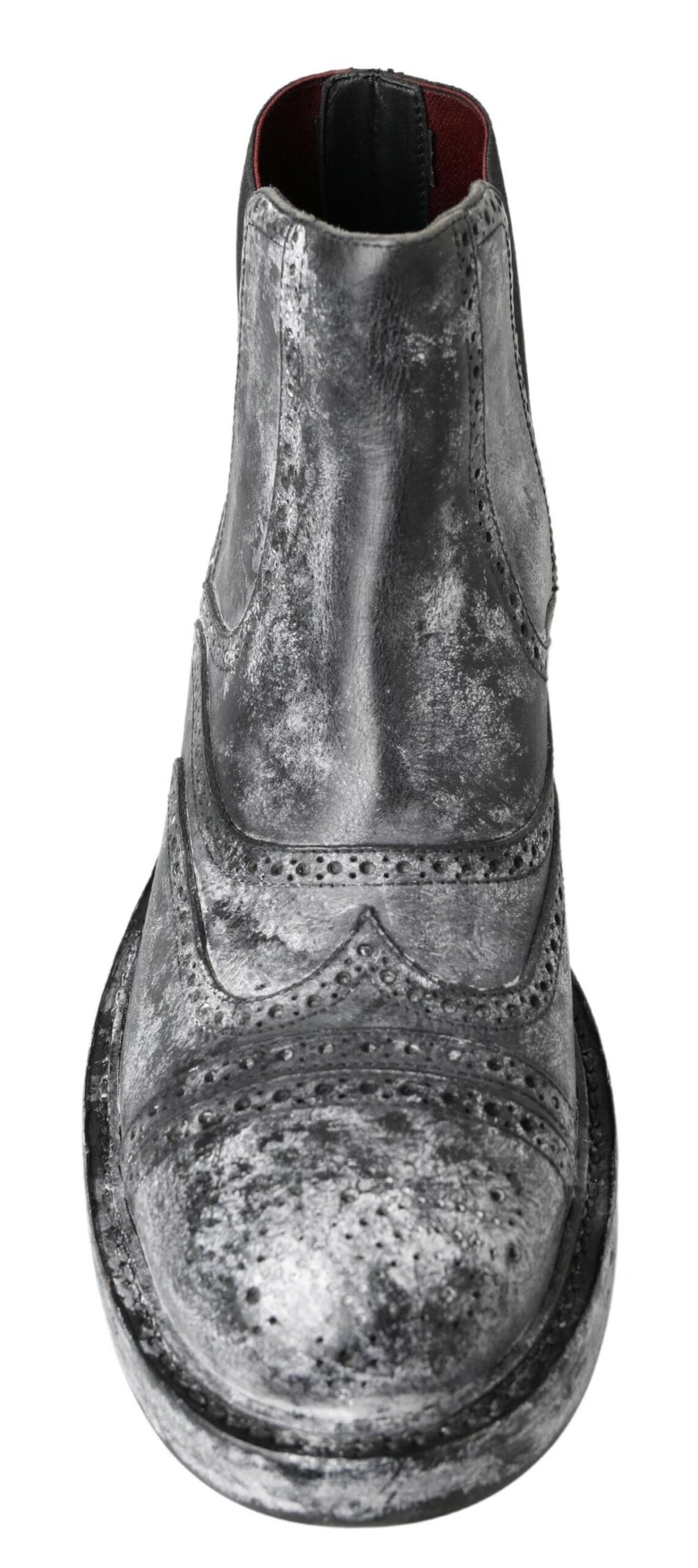 Dolce & Gabbana Black Gray Leather Ankle Boots by Dolce & Gabbana