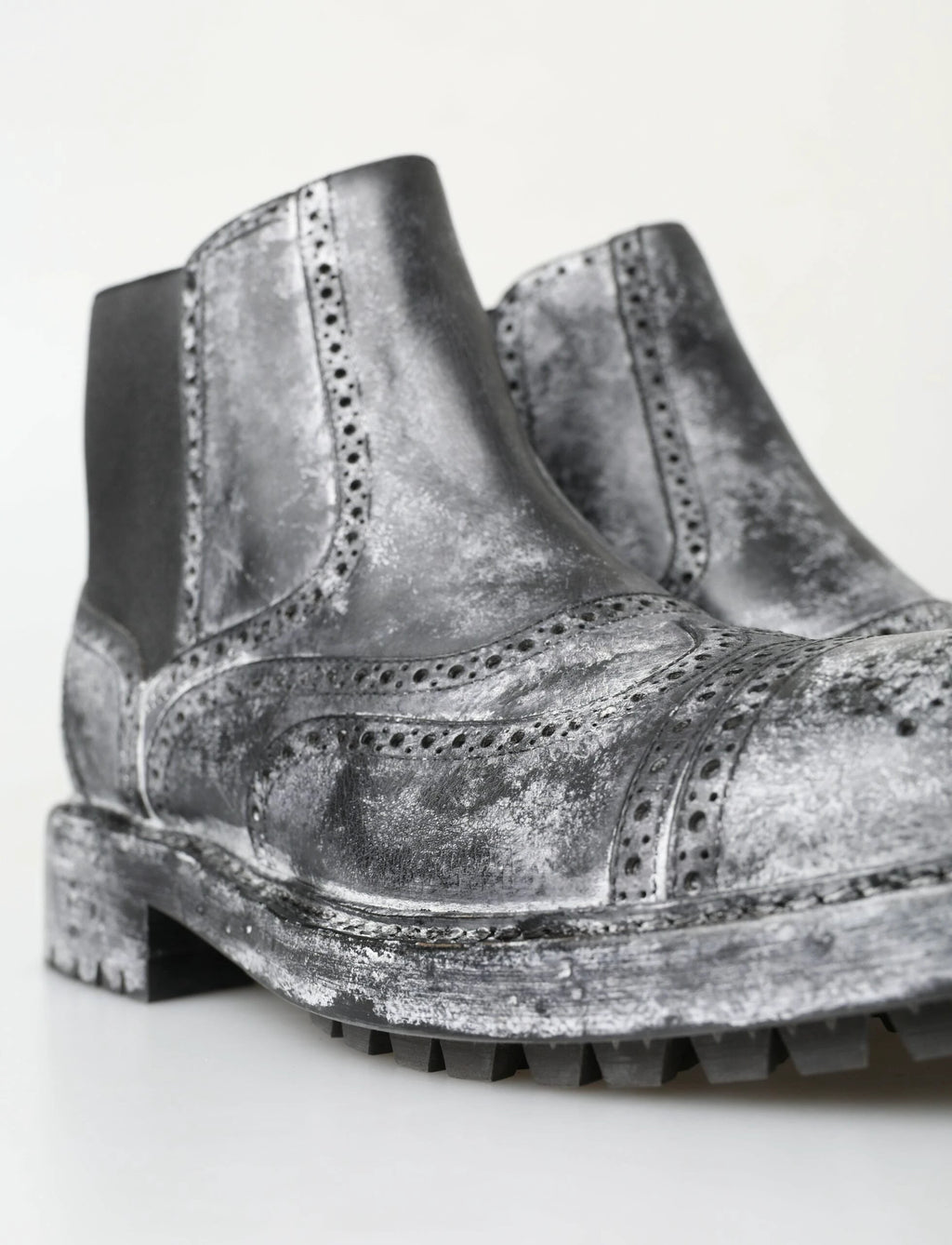 Dolce & Gabbana Black Gray Leather Ankle Boots by Dolce & Gabbana