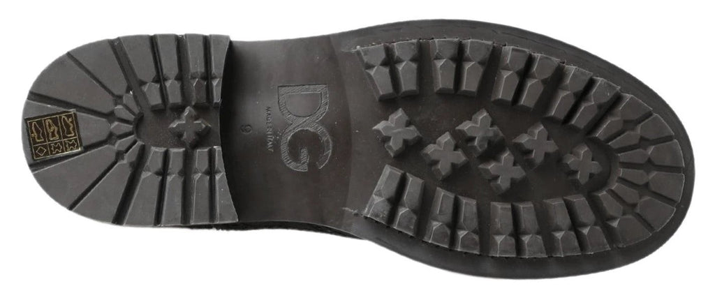 Dolce & Gabbana Black Gray Leather Ankle Boots by Dolce & Gabbana