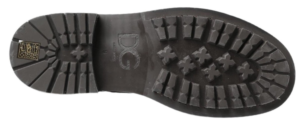 Dolce & Gabbana Black Gray Leather Mid Calf Boots Shoes by Dolce & Gabbana