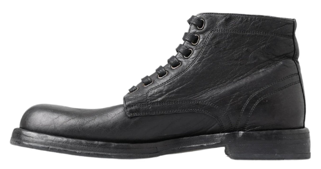 Dolce & Gabbana Black Horse Leather Perugino Boots by Dolce & Gabbana