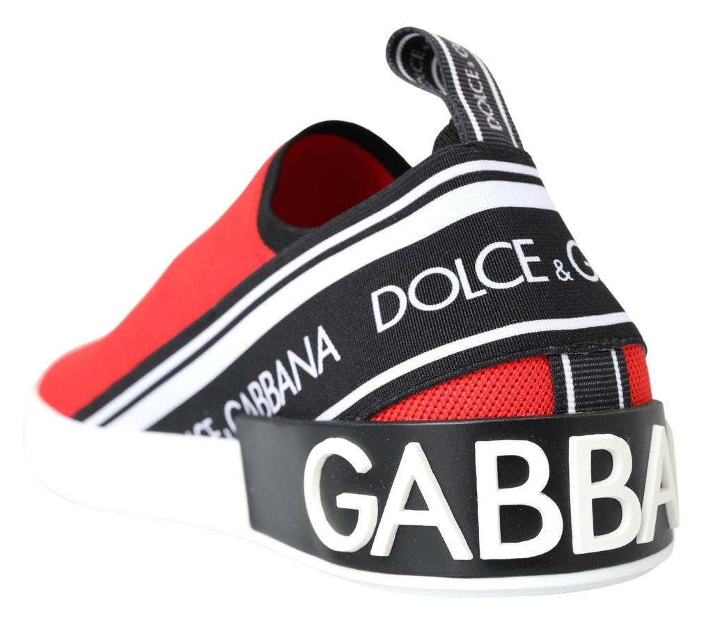Dolce & Gabbana Red White Flat Sneakers Loafers Shoes by Dolce & Gabbana