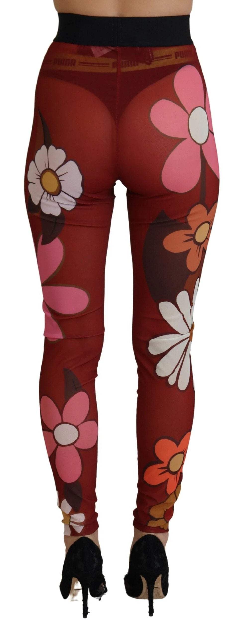 Dolce & Gabbana Red Floral Leggings Stretch Waist Pants by Dolce & Gabbana