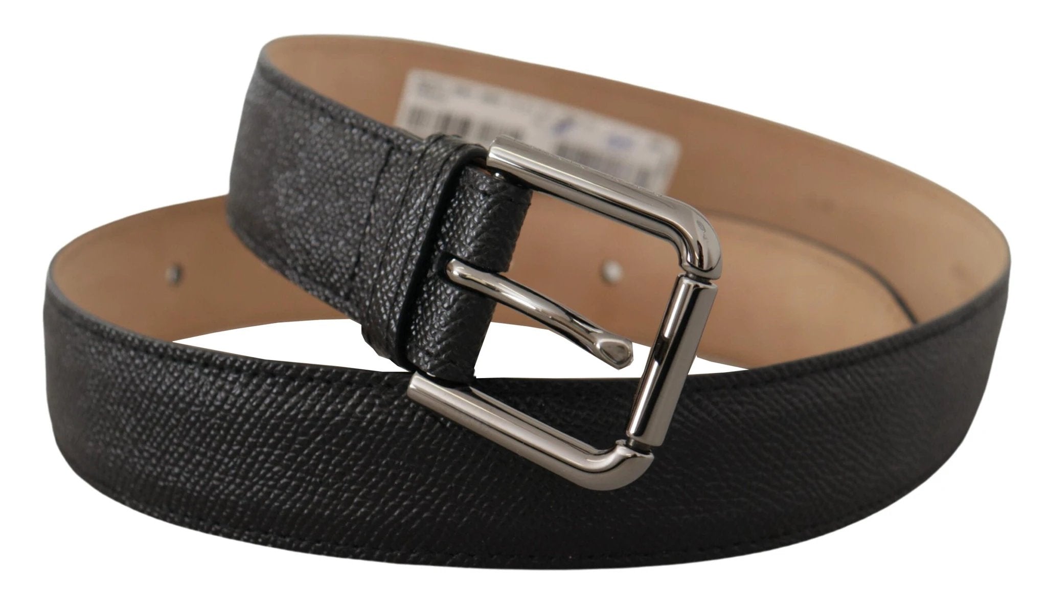 Dolce & Gabbana Black Calf Leather Brown Backend Belt by Dolce & Gabbana